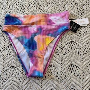Salt + Cove Bikini Bottom Macy's High Waist Pink Blue Orange Women's Size M NWT